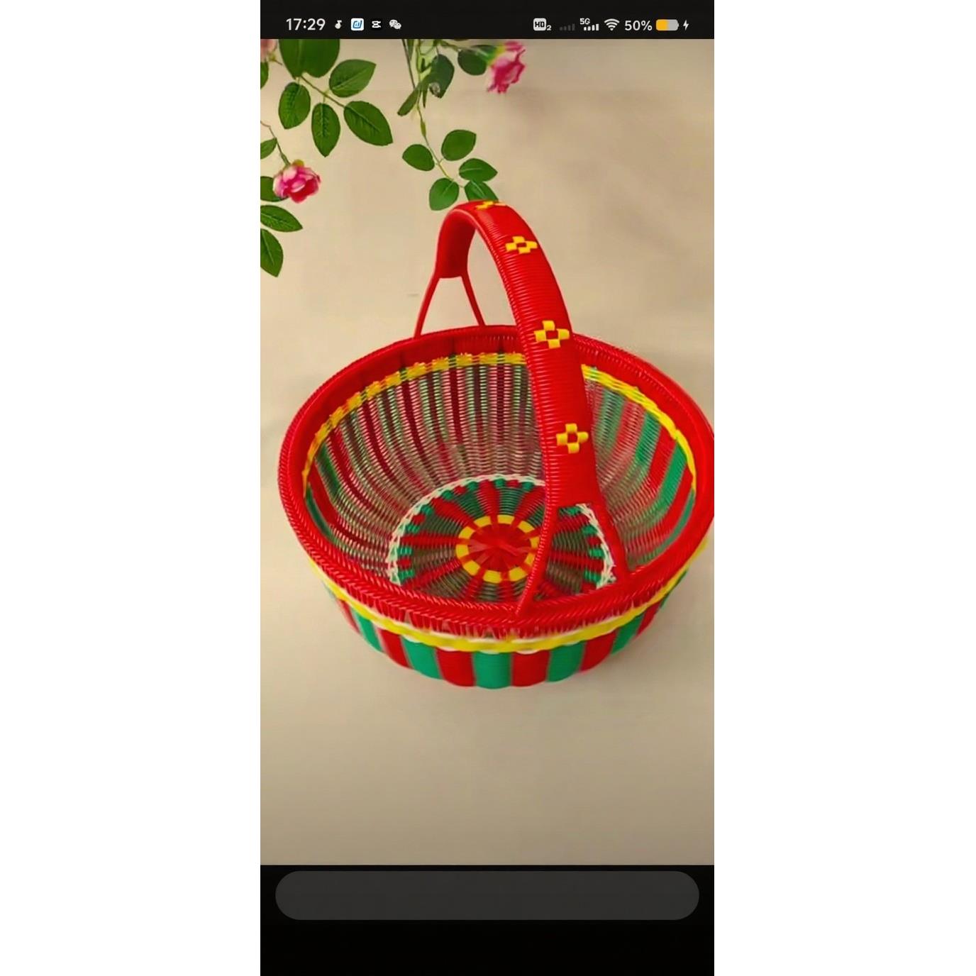 手工圆形菜篮子特大塑料鸡蛋专用筐老式水果拜拜手提篮子购物篮