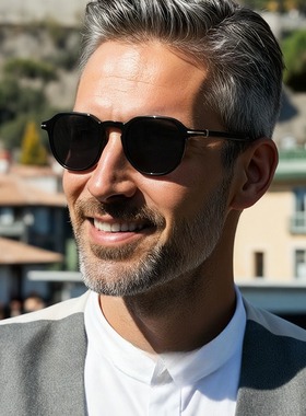 金属老钱风小框商务休闲墨镜