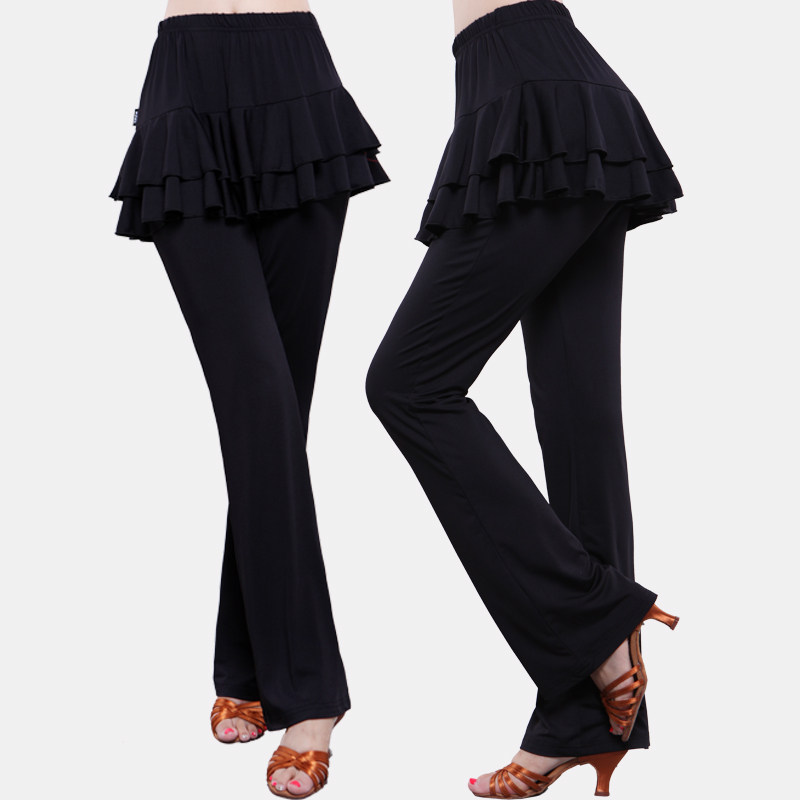 秋冬季广场舞服装裙裤长裤新款加绒成人拉丁舞跳舞蹈练功喇叭裤子