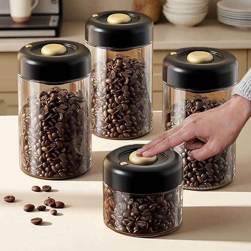 咖啡豆密封罐食品级按压式抽真空储存咖啡粉茶叶玻璃分装瓶储物罐,厨房/烹饪用具,密封罐,淘宝优惠券,粉丝福利购,淘宝优惠卷
