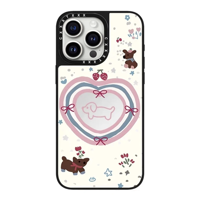 爱心樱桃腊肠狗苹果17pro/max手机壳卡通适用iPhone16/15/14pro/max/plus日韩少女13/12防摔保护套