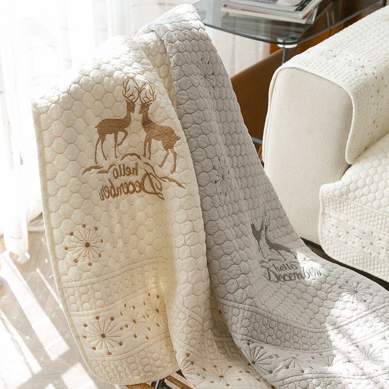 全棉沙发垫四季通用纯色布艺防滑坐垫北欧简约双面现代皮沙发套罩