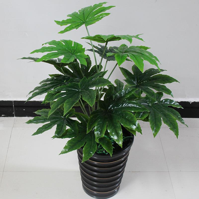 仿真植物树绿色盆栽居家办公室摆设布景盆景塑料花70cm八角金盘叶