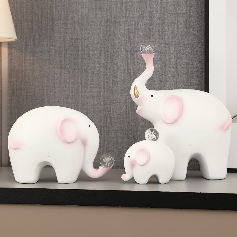 一家四口大象摆件小众高级感客厅电视柜家居装饰品新房子乔迁礼物