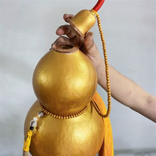金葫芦天然葫芦挂件大中小开口葫芦五帝钱客厅玄关办公室门口摆件