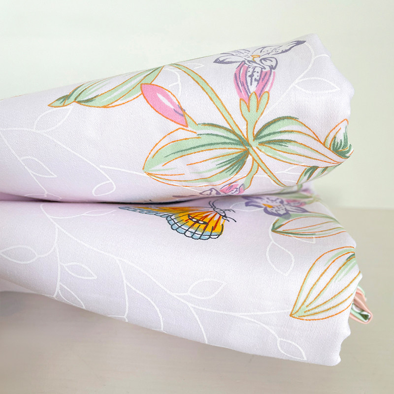 60支纯棉贡缎被套单件纯棉双人长绒棉被罩枕三件套全棉印花床上