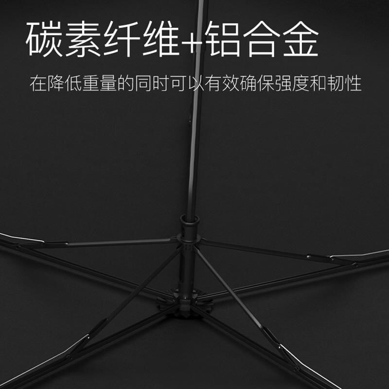 日系超轻小黑胶太阳伞女晴雨两用便携三折叠口袋碳纤维铅笔遮阳伞