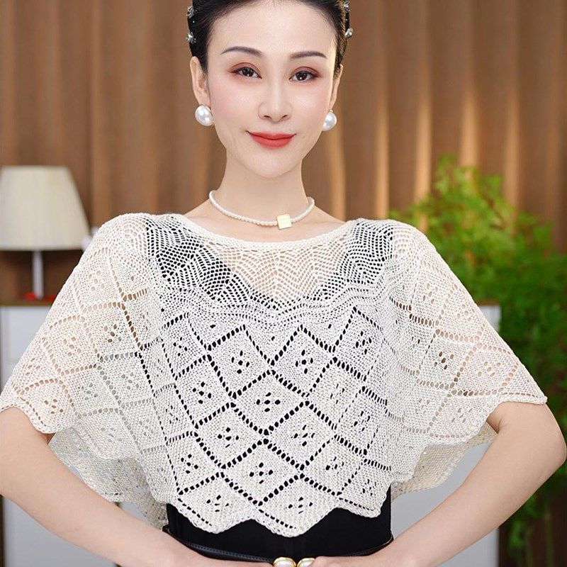 韩版针织披肩外搭镂空罩衫多功能斗篷带亮片镂空上衣配裙显瘦外穿,服饰配件/皮带/帽子/围巾,围巾/丝巾/披肩,淘宝优惠券,粉丝福利购,淘宝优惠卷