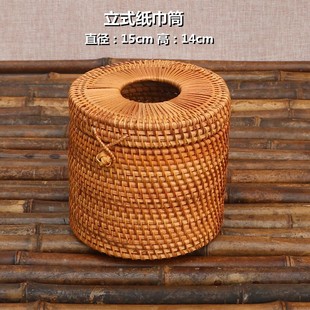 越南藤编纸巾盒餐纸筒盒客厅车用抽纸盒创意简约酒店高档家用定制