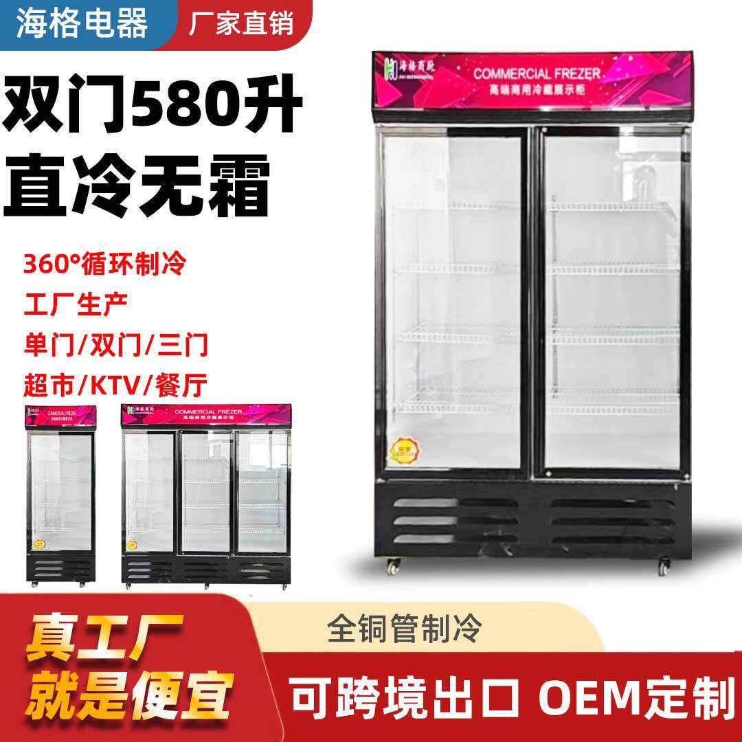 双开门冰柜商用冷冻柜冷藏展示柜直冷夏天饮料商用冰箱冷柜冷藏柜