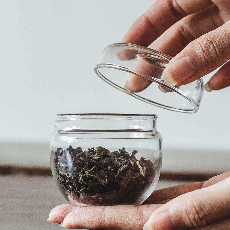 迷你小号家用醒茶透明玻璃罐茶叶罐民宿家用储物罐茶罐便携小茶罐