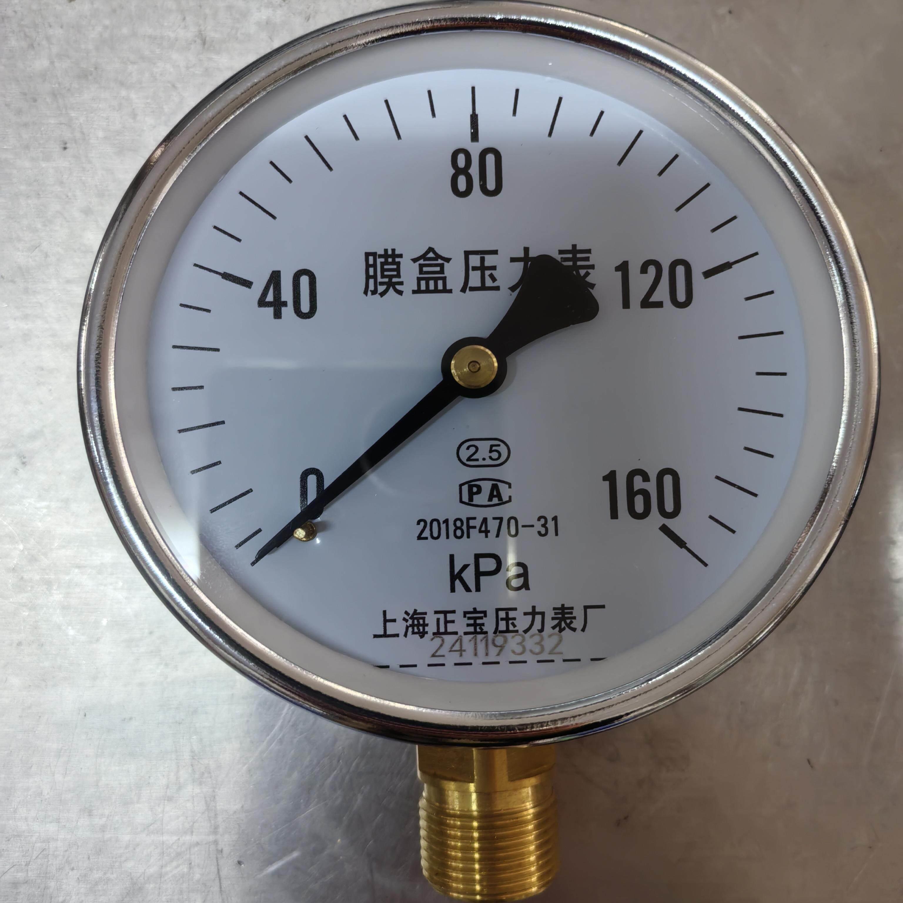 YE-100 160KPA250KPA300KPA膜盒气压微帕千帕压力表上海正宝