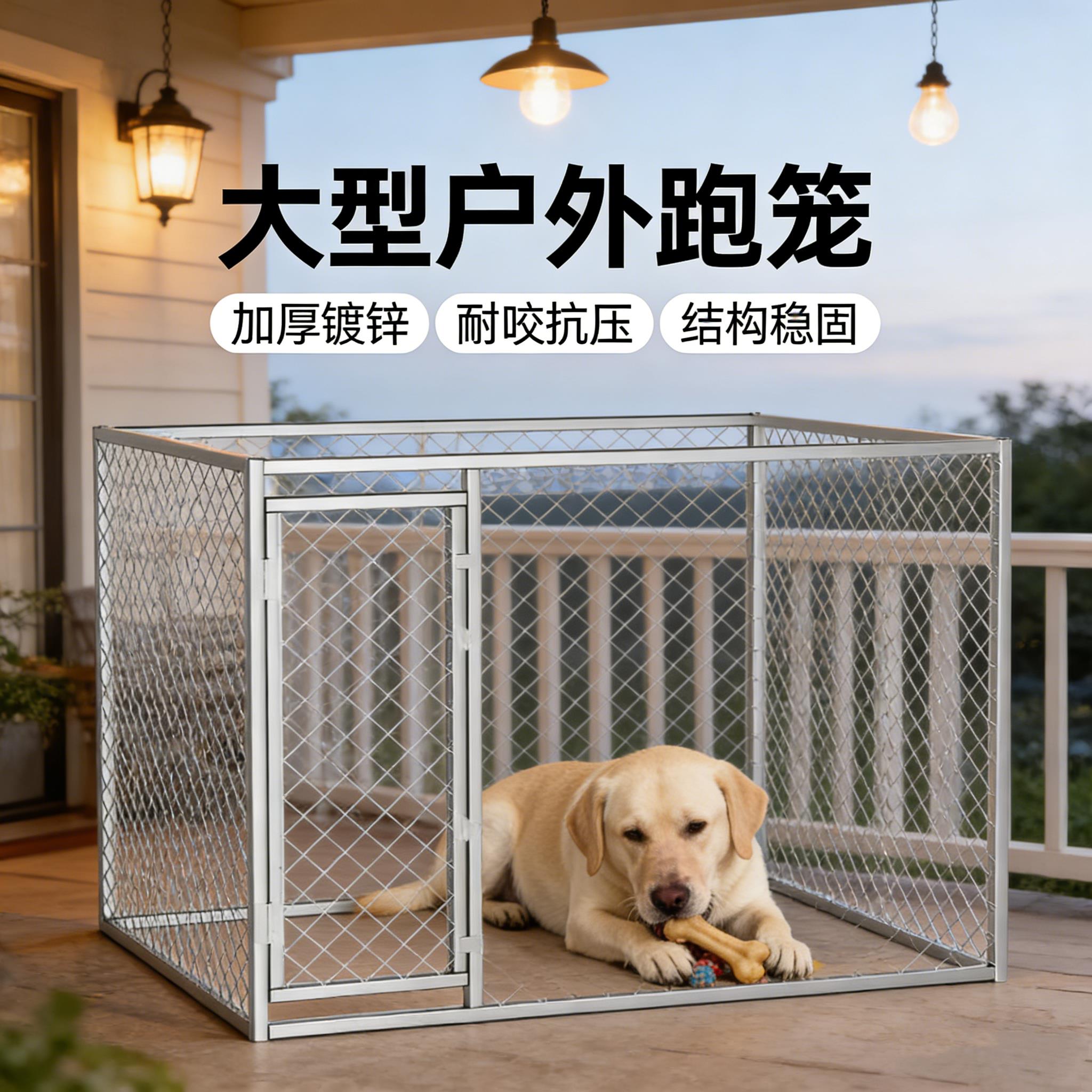 大型犬跑笼狗场专用栅栏牢固咬不坏特大号家用鸡鸭鹅加密围笼加粗