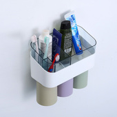 牙刷置物架免打孔漱口杯刷牙杯化妆室壁挂式 网红收纳层架牙缸套装