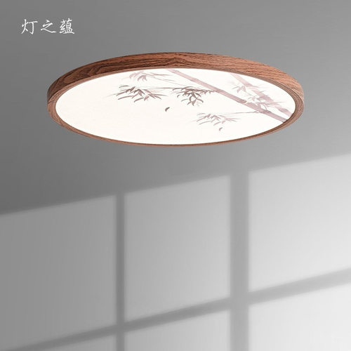 宋风简雅蚕丝竹叶卧室吸顶灯