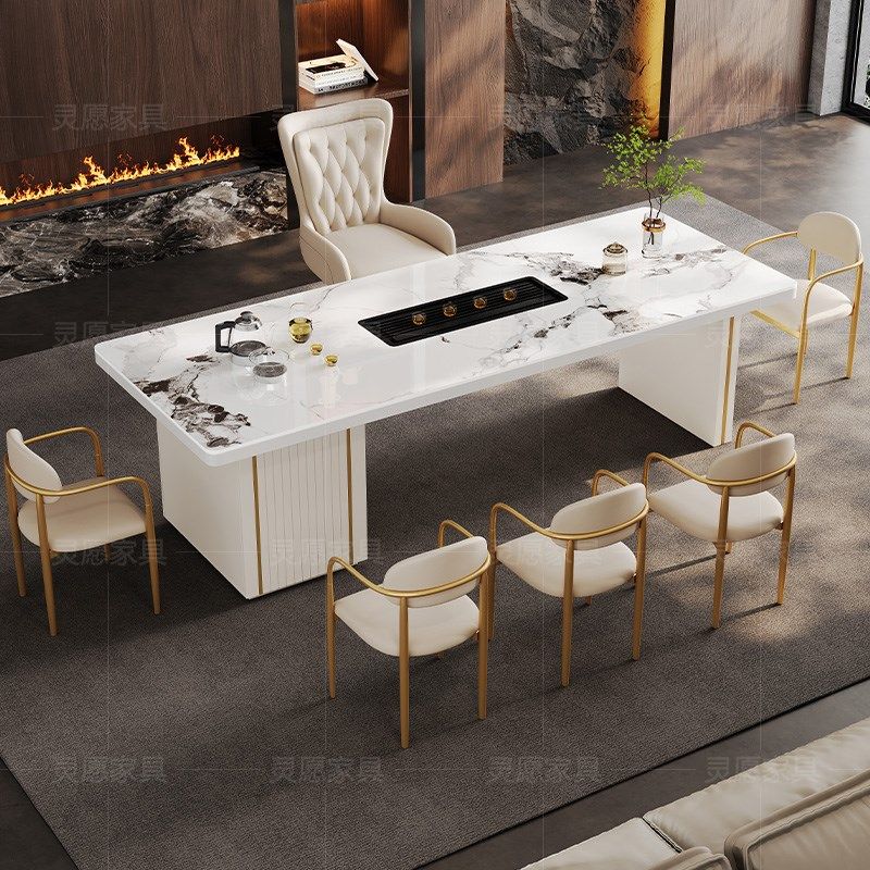 实木岩板茶桌椅组合轻奢现代办公泡茶台高级感接待桌阳台泡茶桌子,住宅家具,家用茶台/茶桌,淘宝优惠券,粉丝福利购,淘宝优惠卷