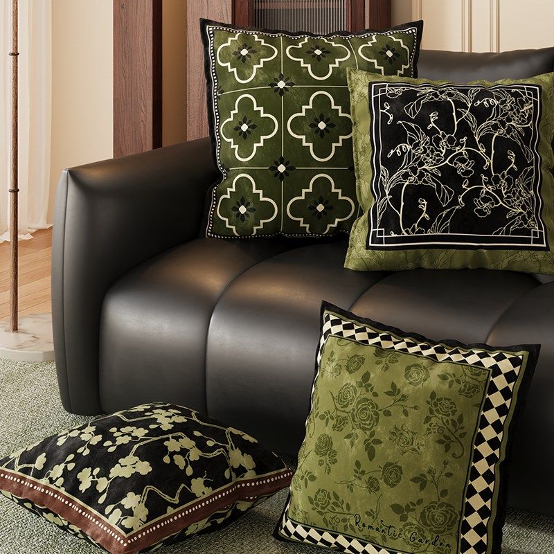 中古风沙发抱枕绿色靠背垫床头靠枕新款车载靠枕垫含芯靠垫子枕套,居家布艺,靠垫/抱枕,淘宝优惠券,粉丝福利购,淘宝优惠卷