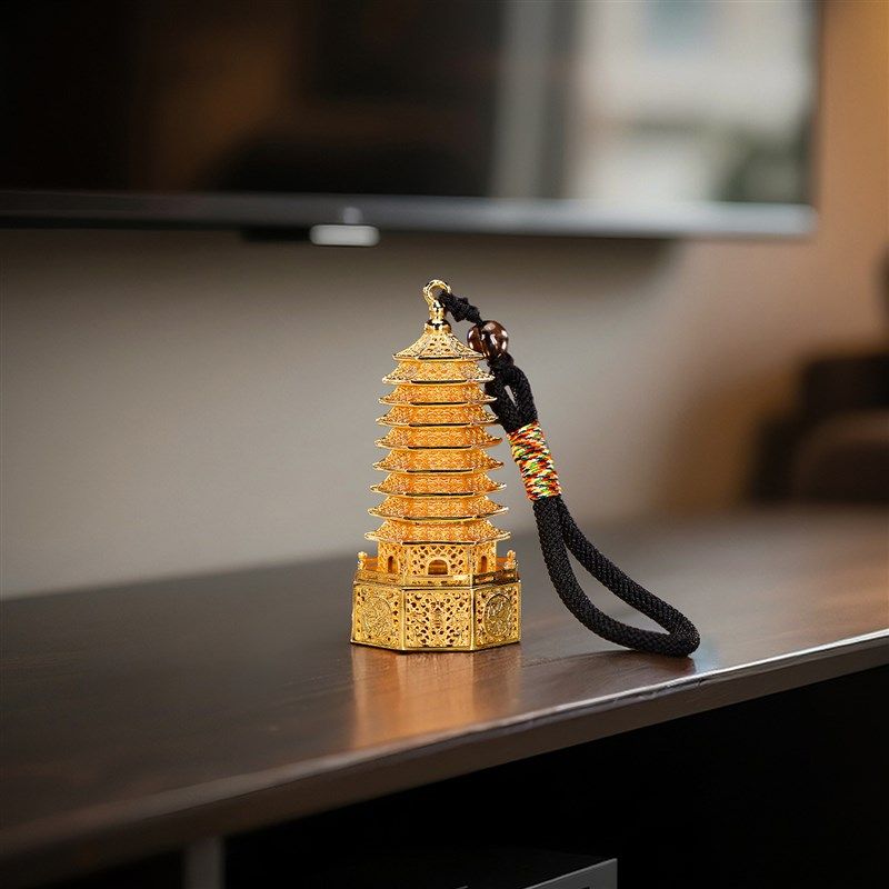 花丝黄铜《九层文昌塔》金色挂件摆件9层书房书包挂饰学生礼品,家居饰品,装饰摆件,淘宝优惠券,粉丝福利购,淘宝优惠卷