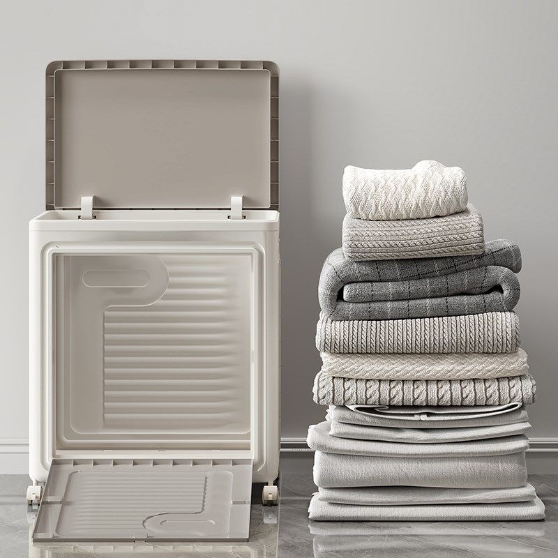 衣服收纳箱整理箱家用衣服带盖可折叠大容量超大带滑轮新款储物柜