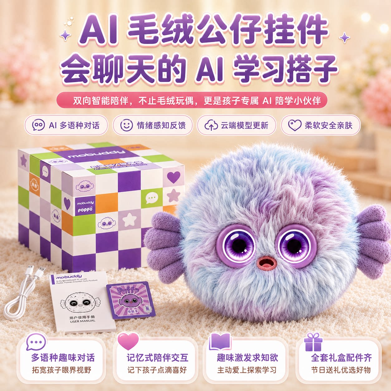 智能机器人豆包毛绒玩具电子宠物