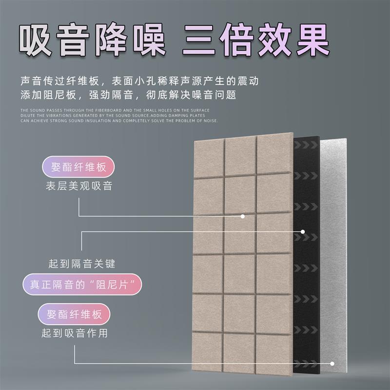 聚酯纤维隔音板阻尼吸音板墙体房间室内卧室家用墙面超强隔音棉
