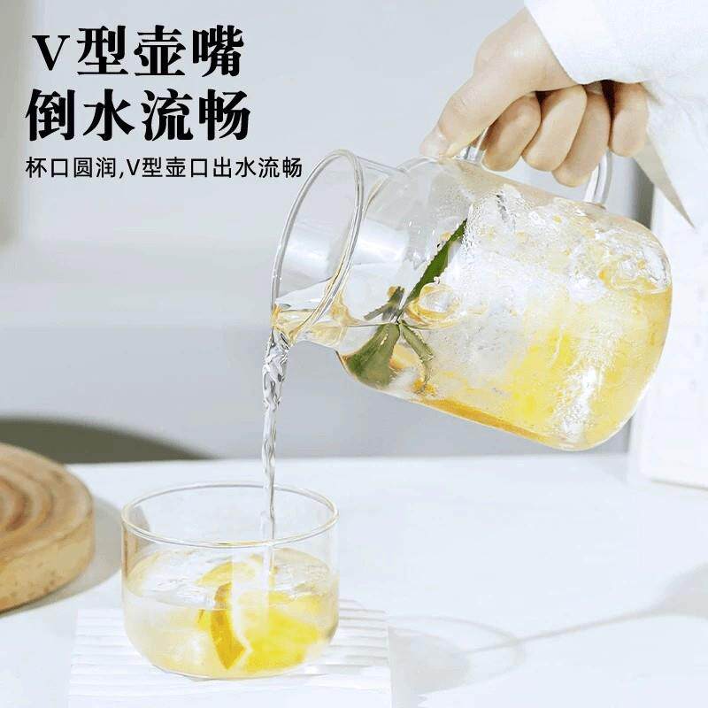【超大容量】一杯一盖水杯耐高温泡茶喝水高硼硅玻璃带盖冷水壶YK