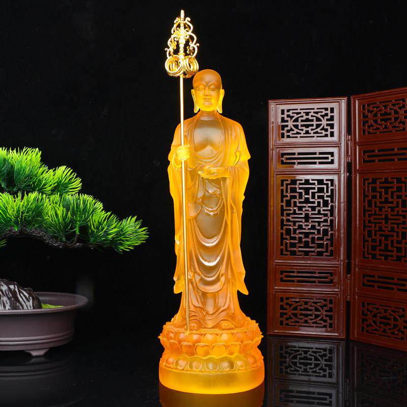 精品树脂水琉璃地藏王菩萨佛像站像居家供奉佛堂寺庙摆件佛具用品