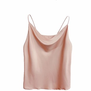 细肩带堆堆领真丝吊带背心女夏季内搭外穿丝绸缎面无袖打底衫上衣