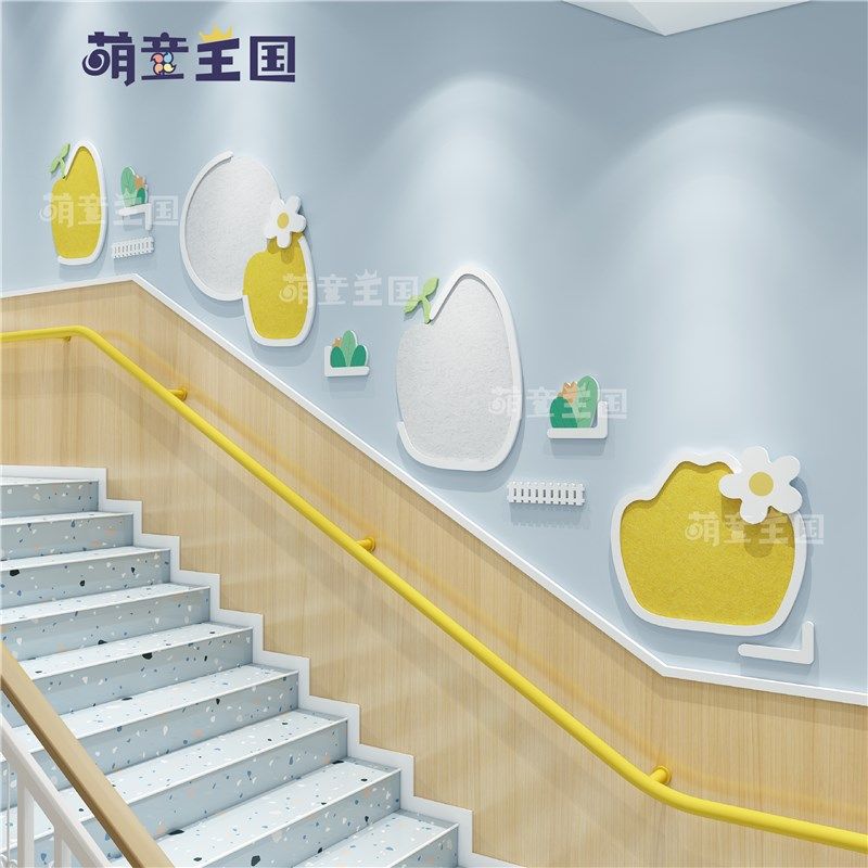 幼儿园环创楼梯间走廊过道公告栏文化墙面几何简约风毛毡pvc装饰,家居饰品,文化墙贴,淘宝优惠券,粉丝福利购,淘宝优惠卷