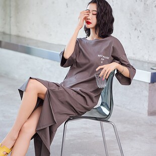 长裙到脚踝超长款睡裙夏季网红风简约高个子春夏加长纯棉女款睡衣