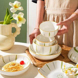 舍里釉下彩陶瓷碗碟餐具家用2025新款高颜值米饭碗面碗汤碗菜盘子