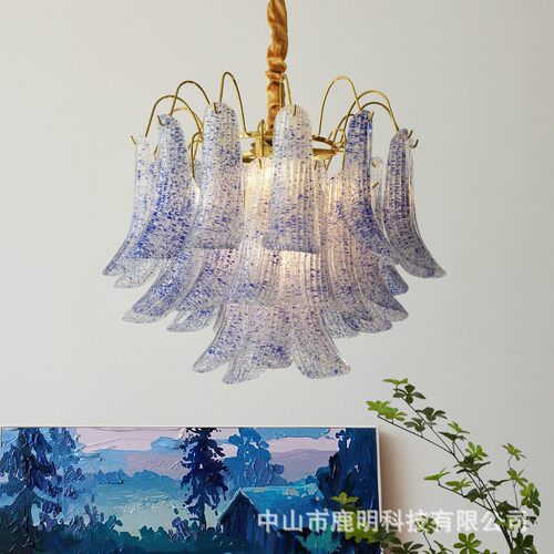 法式轻奢七彩水晶贝壳吊灯客