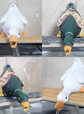 园艺庭院池塘水池假山鱼缸装饰造景布置仿真动物大号喝水鸭子摆件