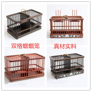 蝈蝈笼 纯手工大号镶嵌双层双格蝈蝈笼子 爬行鸣虫扎嘴笼子经典款