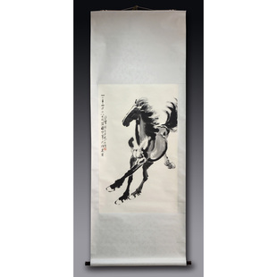 荣宝斋木版 78200cm 水印国画客厅壁画徐悲鸿大小墨马奔马图挂轴