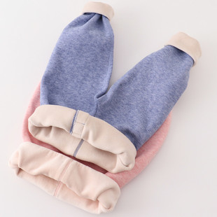 男童保暖加厚德绒儿童加绒卫生裤内穿棉裤宝宝一体绒裤子内搭裤秋