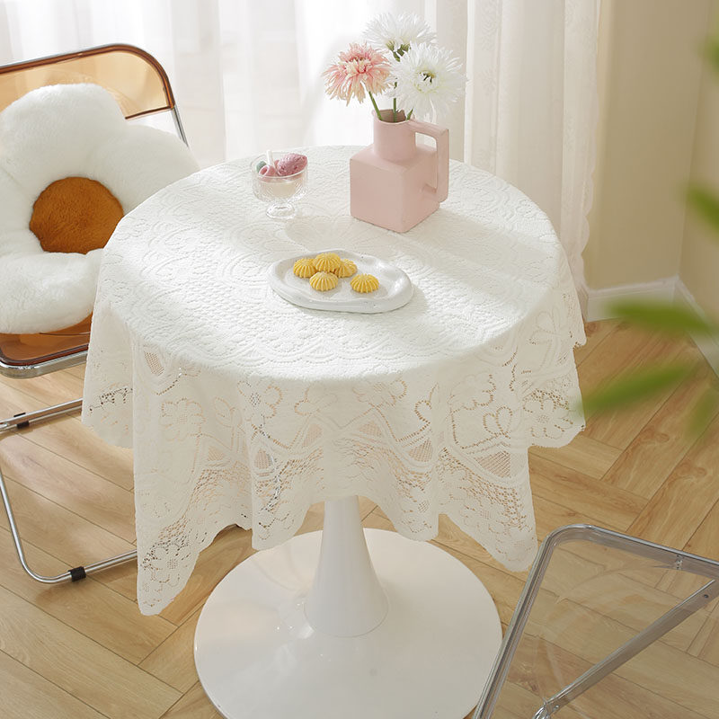 小圆桌桌布蕾丝茶几台布小清新盖巾百搭防尘盖布布艺长方形纯白色,居家布艺,桌布,淘宝优惠券,粉丝福利购,淘宝优惠卷