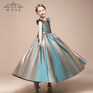 女童钢琴表演礼服裙圣诞节儿童主持晚礼服小女孩高贵公主裙演出服