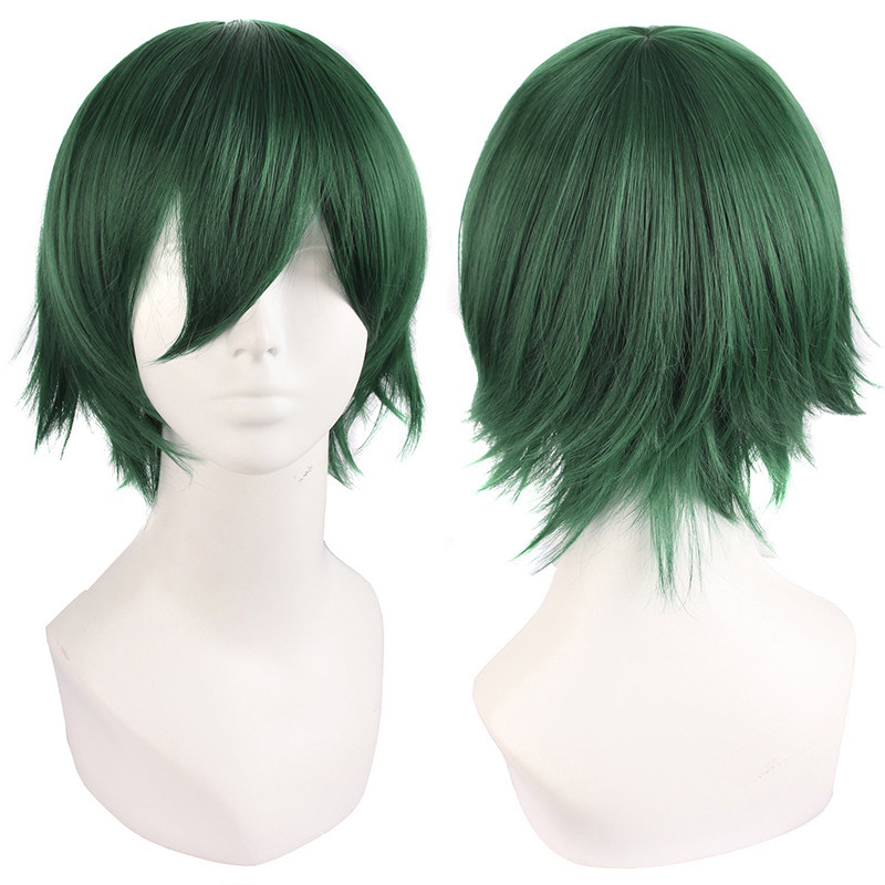 潼漫 cos假发男女适用短发30CM万用反翘直发墨绿色动漫假毛全头套,美发护发/假发,演出假发,淘宝优惠券,粉丝福利购,淘宝优惠卷