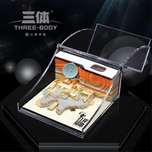 科幻三体周边3d立体便签纸自然选择号星环城纸雕文创摆件建筑模型