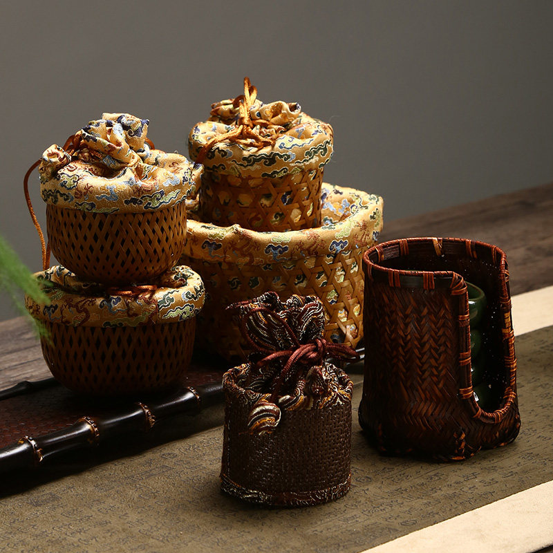 竹编杯篓手工茶道配件 茶具收纳 杯架子 杯笼中式禅意U型,特色手工艺,竹编/竹雕,淘宝优惠券,粉丝福利购,淘宝优惠卷