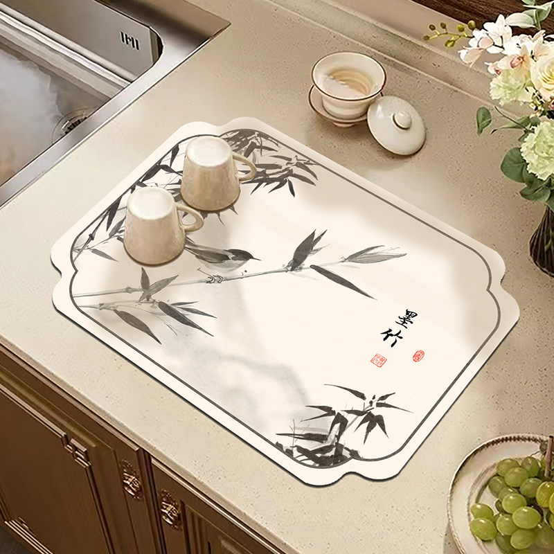 素荷中式厨房台面沥水垫硅藻泥吸水软垫皮革防滑桌面垫防污防油,居家布艺,厨房地垫,淘宝优惠券,粉丝福利购,淘宝优惠卷