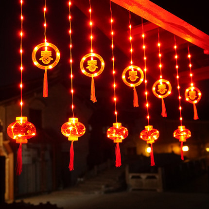 2022彩灯福字led灯春节灯笼装饰灯过年串灯新年阳台挂灯家用闪灯