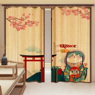 竹门帘推拉门帘窗帘隔断帘遮光遮阳阳台房间商铺门帘子折叠移门