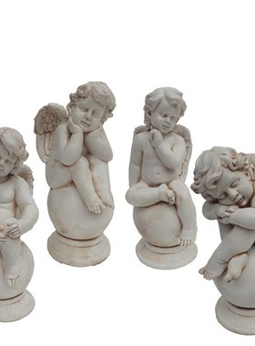 欧式人物雕塑室外室内园林景观玻璃钢的摆件设装饰可爱坐球小天使