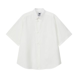 雾撞山野新中式复古盘扣短袖衬衫男女夏季新款中国风宽松衬衣外套