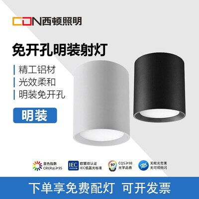 西顿照明LED免开孔明装吸顶筒灯客厅走廊过道天花灯CEX9101C-A