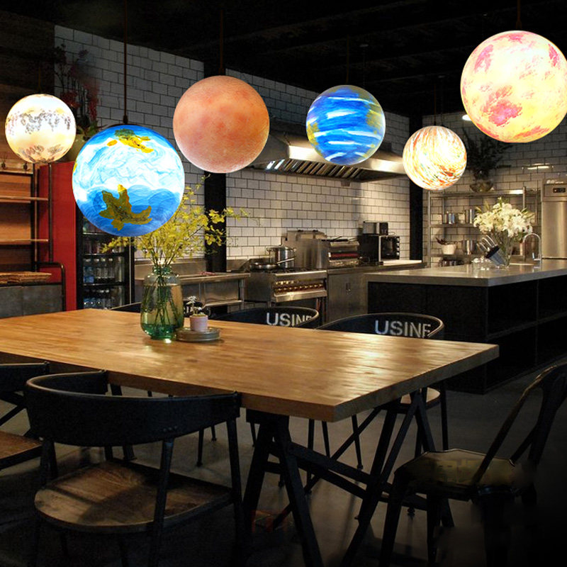星球吊灯酒店装饰灯客厅卧室氛围灯圆球餐饮吧台宴会厅灯月球灯罩,家装灯饰光源,酒店/宴会厅/餐饮吊灯,淘宝优惠券,粉丝福利购,淘宝优惠卷