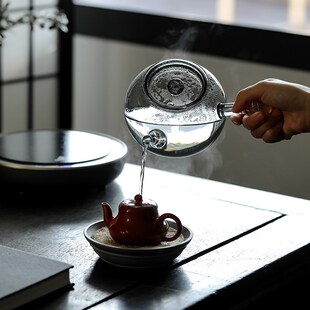 星空耐热玻璃侧把壶围炉煮茶家用过滤高硼硅防烫茶具耐高温泡茶壶