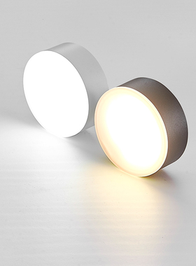 北欧明装筒灯led超薄小吸顶灯圆形家用客厅走廊过道免开孔柜底灯